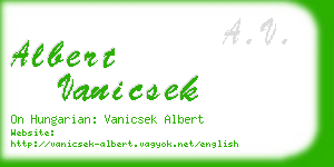 albert vanicsek business card